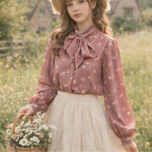 Vintage Country Sophisticates by Pendleton Pink Floral Button Up Blouse Medium